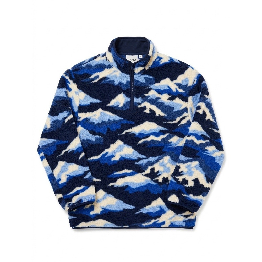Thereabouts Boys Mountain Fleece Jacket L 14/16 Blue Camo 1/4 Zip Pullover NWT